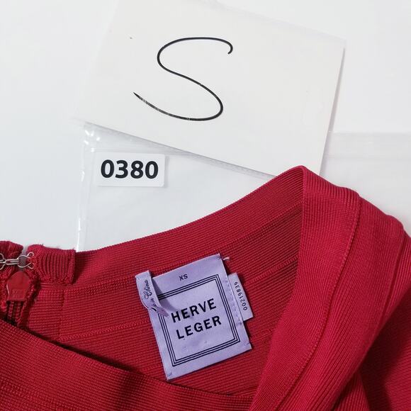 Herve Leger Candice Red Lipstick Dress Bodycon - Picture 14 of 14